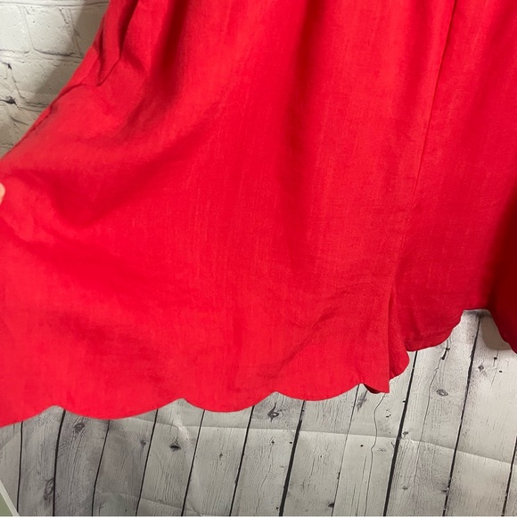 J.Crew Scalloped Red Linen Blend Romper Sz XXL - Picture 5 of 10